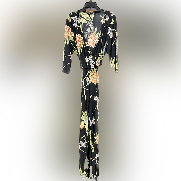 Mlle Gabrielle Pants - Mlle Gabrielle Wrap Top Wide Leg Floral Jumpsuit